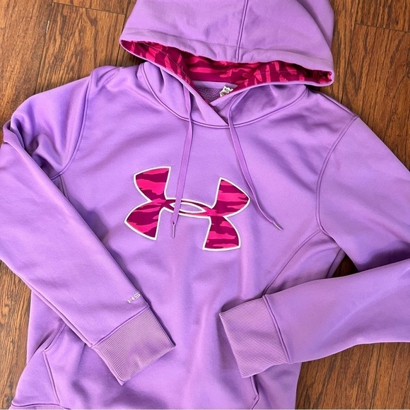 Under Armour Pink and Purple Logo Hoodie Hooded Sweatshirt Size Medium - Picture 11 of 15